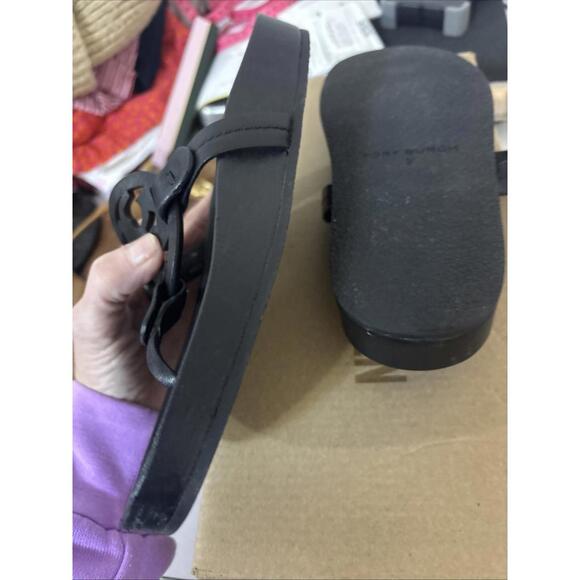 Tory Burch Miller Cloud Leather Sandal BLACK US 5 AUTHENTIC - Picture 14 of 16